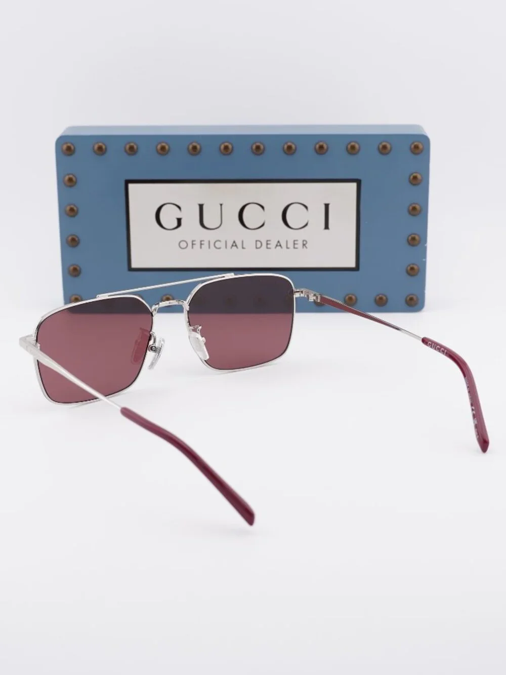 Gucci GG1957SA 004 Square Sunglasses - Silver\Burgundy